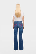 7 For All Mankind DOJO in Slim Illusion Moonwater zip fly with button closure at the waist for a clean mid rise finish Kamas
