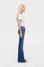 7 For All Mankind DOJO in Slim Illusion Moonwater signature 7 back pocket embroidery with contrast stitch detail ranch wear