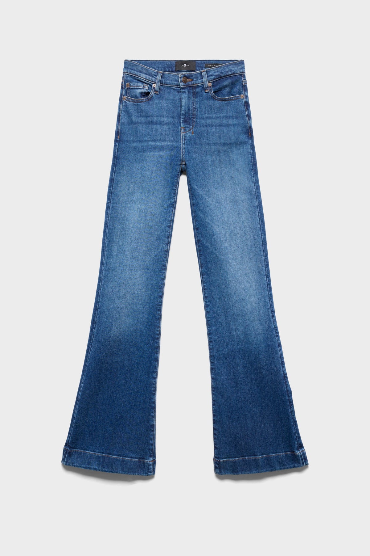 7 For All Mankind DOJO in Slim Illusion Moonwater flare jeans styled for rodeo nights and casual days in Utah womens western boutique