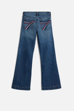 7 For All Mankind Tailorless Dojo In Slim Illusion at boltranchstore.com with free shipping womens jeans red white and blue pocket stiching for 4th of July in stock