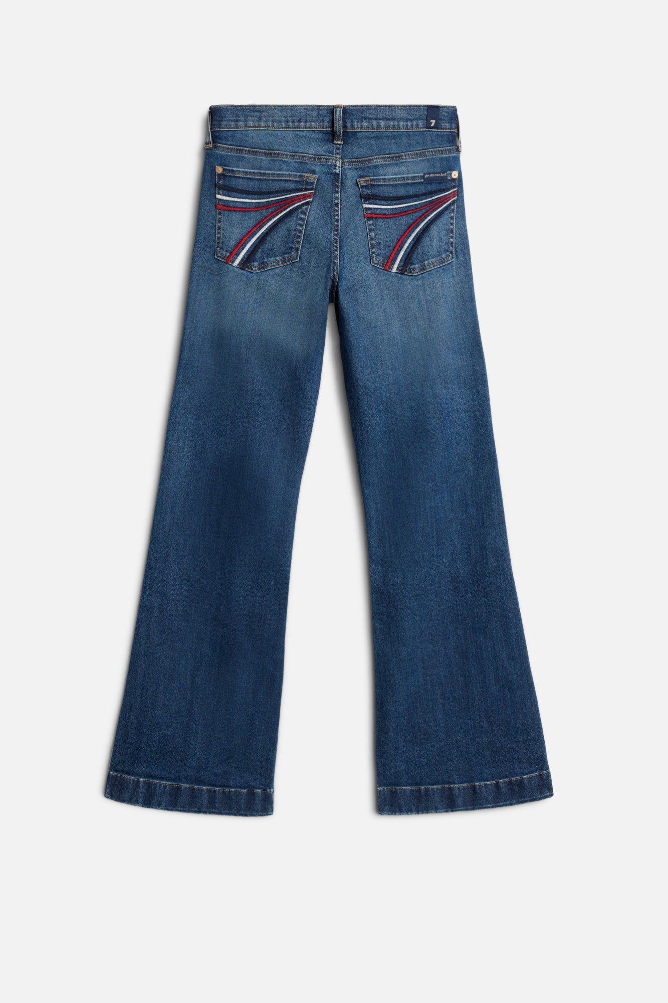 7 For All Mankind Tailorless Dojo In Slim Illusion at boltranchstore.com with free shipping womens jeans red white and blue pocket stiching for 4th of July in stock