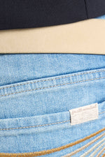 7 For All Mankind Tailorless Dojo in Comfort Blue Haze zip fly with button closure on crisp clean comfort denim ranch wear