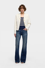 7 For All Mankind Dojo 36 in Slim Illusion Lake Blue mid rise fit through the hips and thighs western fashion