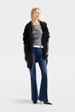 DOJO 36 in Denim Shadowleaf mid rise wide full length leg with subtle flare womens western clothing