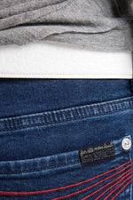DOJO 36 in Denim Shadowleaf extra long 36 inch inseam for an elongated cowgirl silhouette rodeo