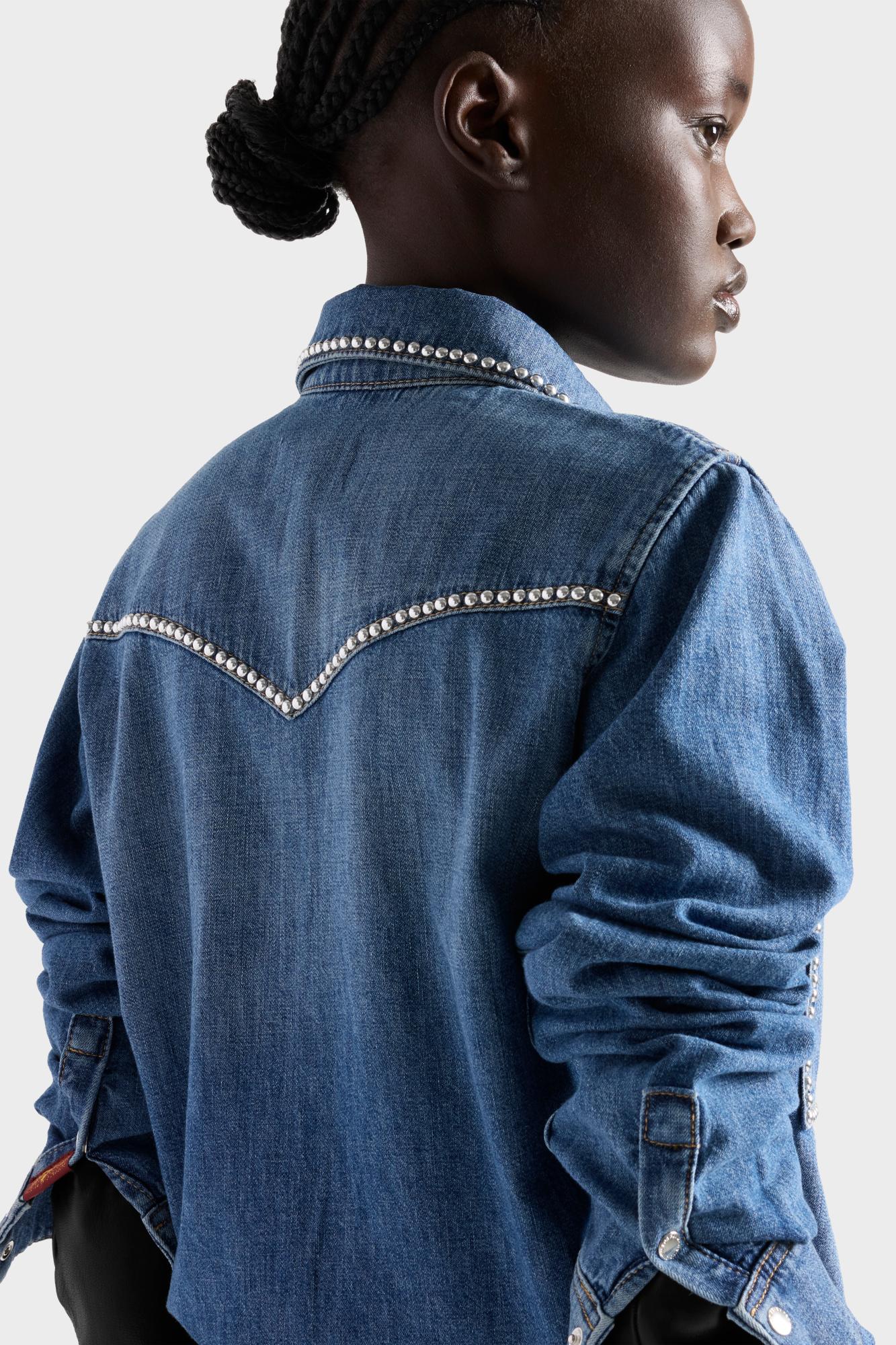 WESTERN SHIRT in Denim Avenue 100 percent cotton denim with authentic texture and weight Dupe
