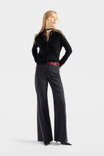 7 For All Mankind Lotta in Denim Nocturne high rise fit through the waist and hip falling into a full length wide leg womens western clothing