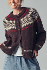 Fair Isle Nordic Knit Cardigan Urban Daizy womens european sweater brown popular Boltranchstore.com free shipping