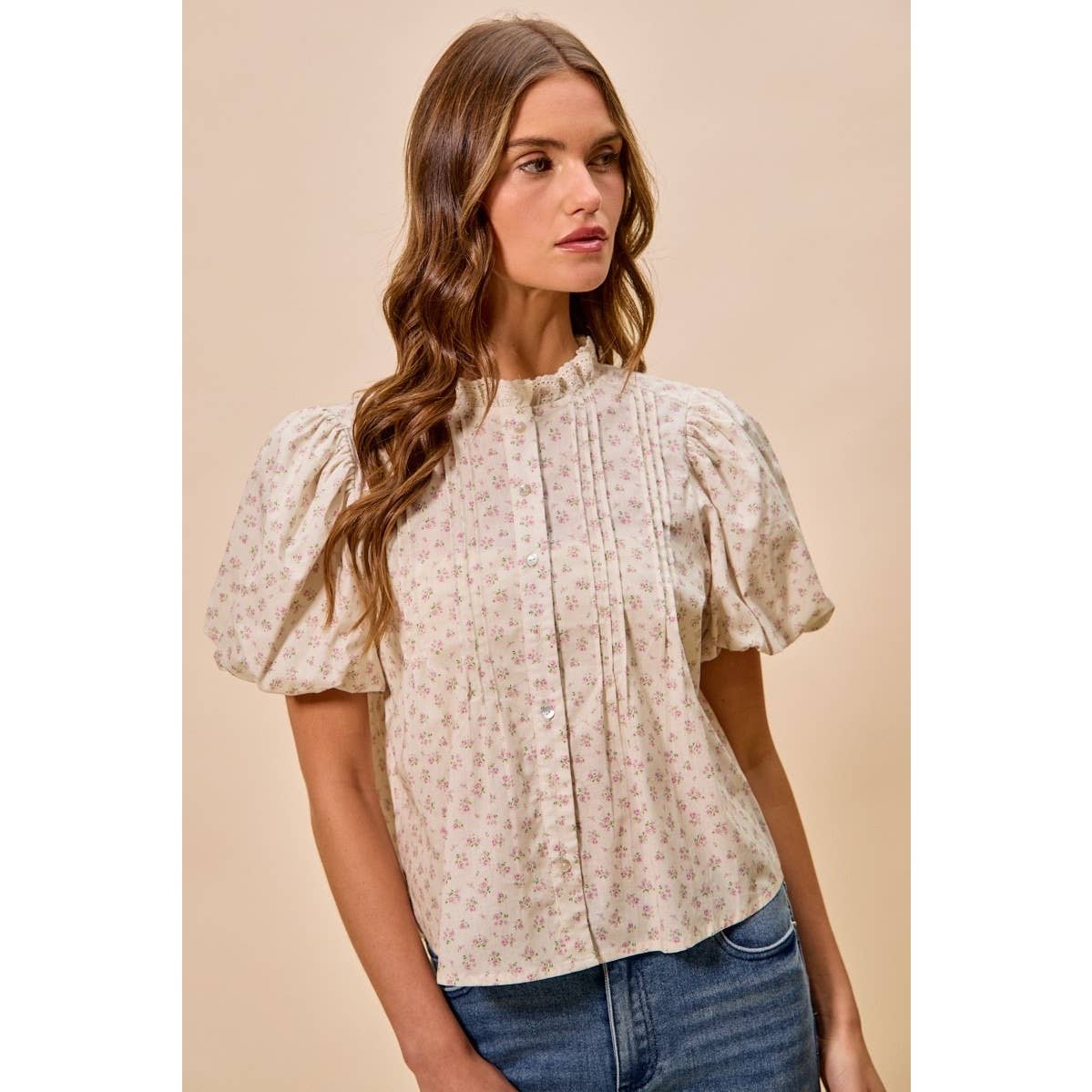 Abigail Floral Print Puff Sleeves Top