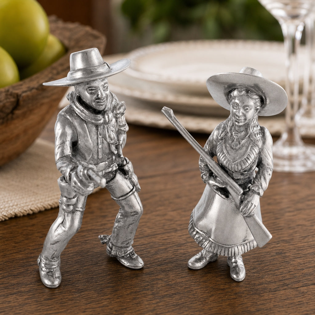 Pewter Cowpoke Couple Salt & Pepper Set