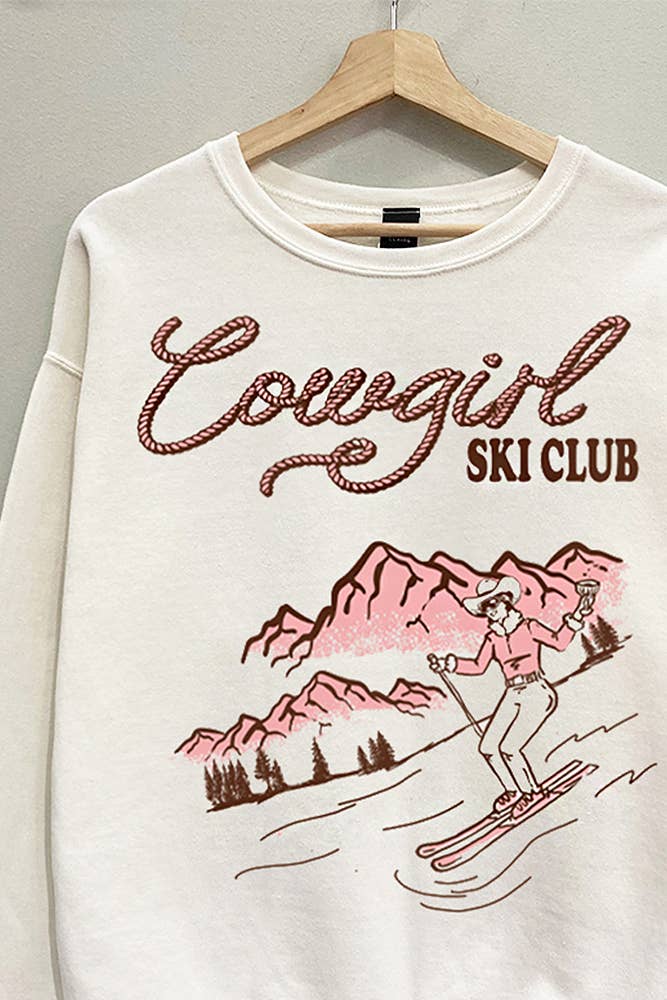 Womens Cowgirl Ski Club Sweatshirt by Sweet Claire comfortable crewneck loungewear western fashion snow skiing cute popular viral Boltranchstore.com free shipping