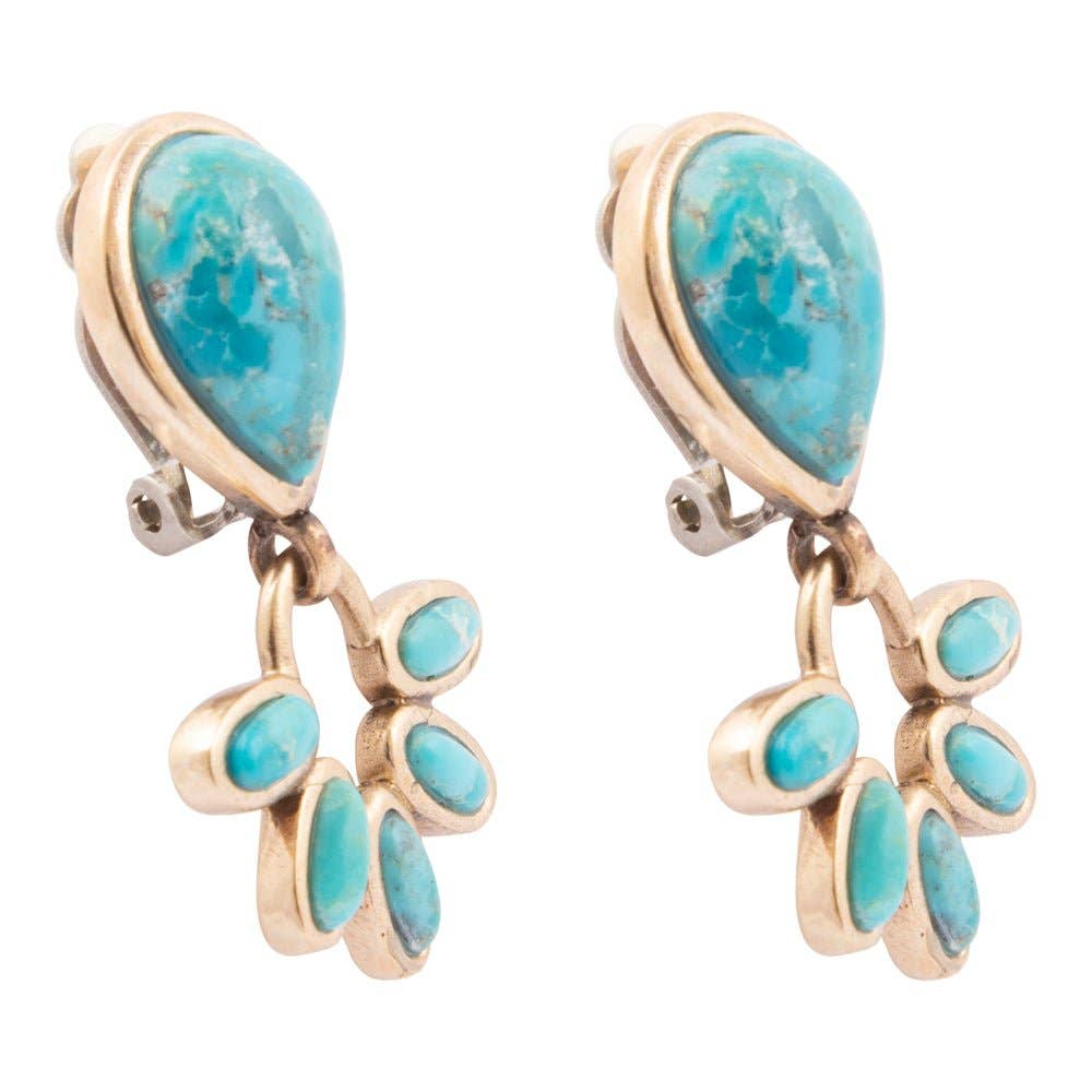 Mojave Blue Turquoise Golden Clip Earrings