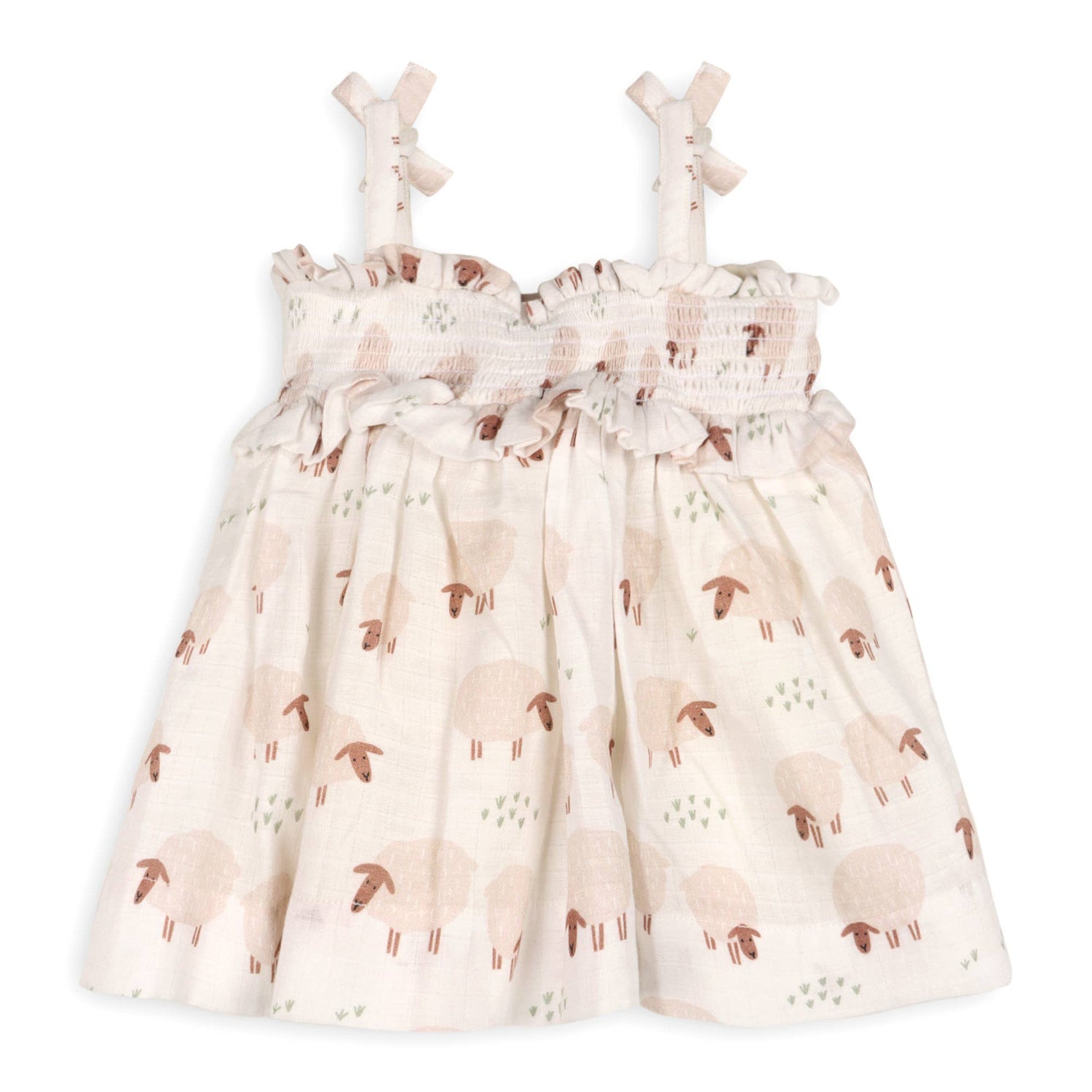 Sheep Baby Smocked Strap Dress Bloomer Set