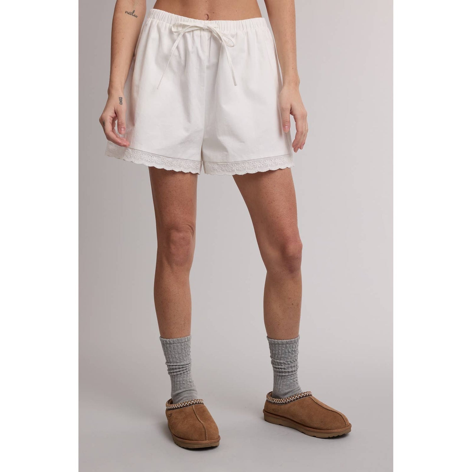 Lydia Lace Trim Drawstring Shorts