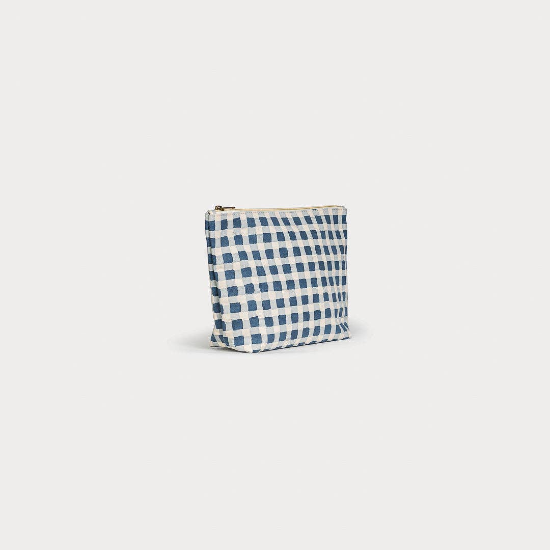 Waterproof Indigo Gingham Pouch
