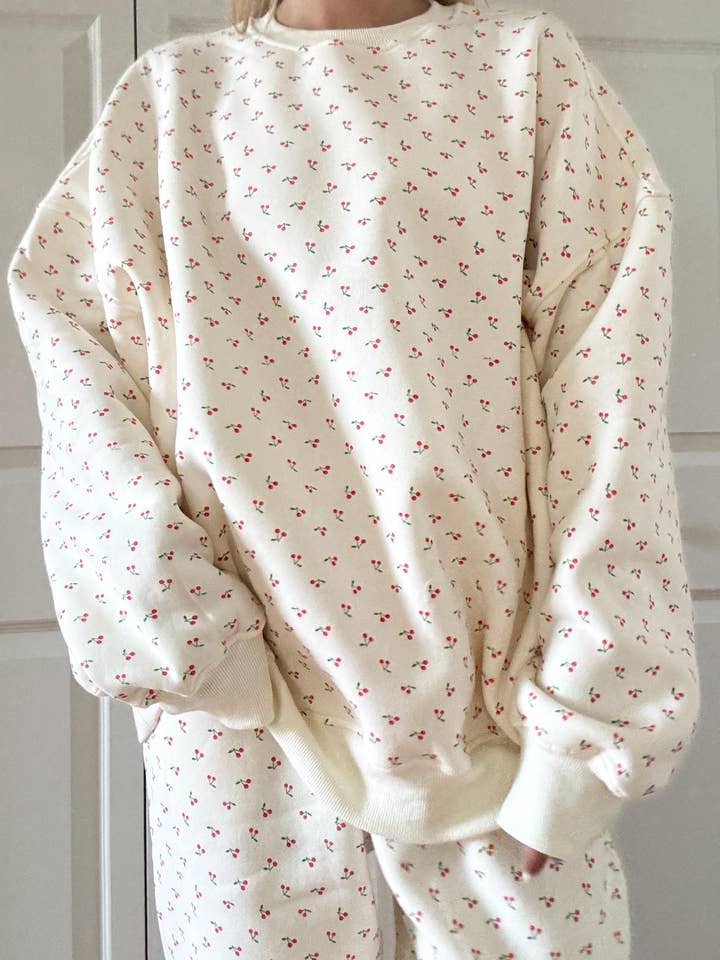 Ivory Cherries All Over Sweatshirt