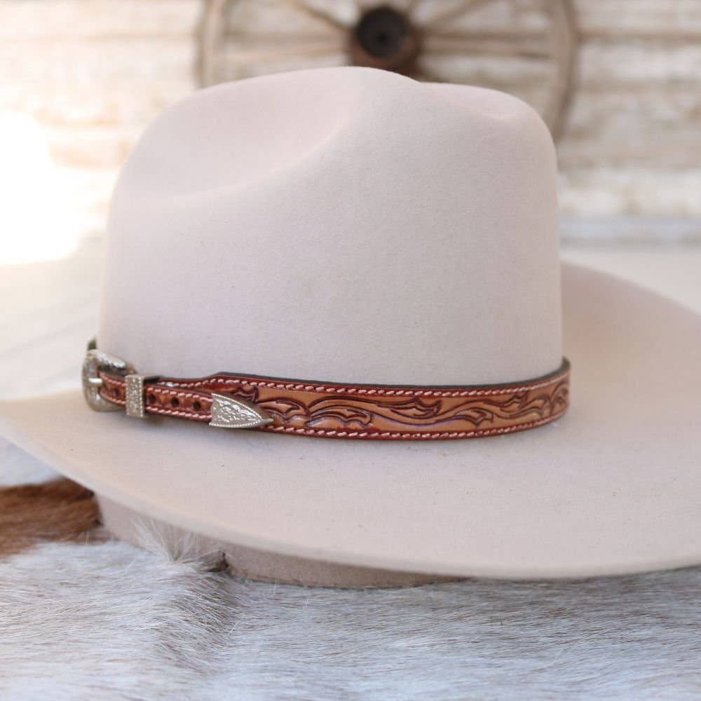 Carved Leather Hat Band in Dakota