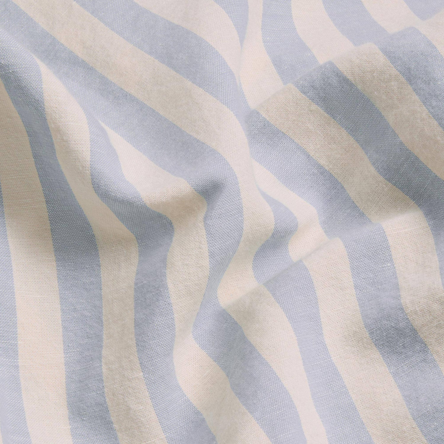 Coastal Blue Pembroke Stripe Linen Blend Duvet Cover