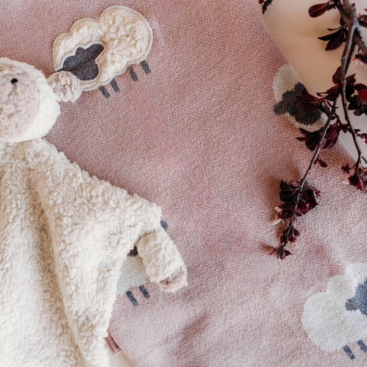 Woolly Lamb 3D Organic Cotton Jacquard Knit Baby Blanket