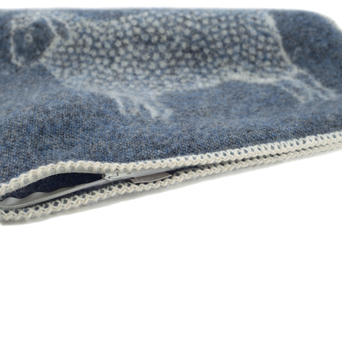 JJ Textile Denim Blue Sheep Wool Cushion Cover