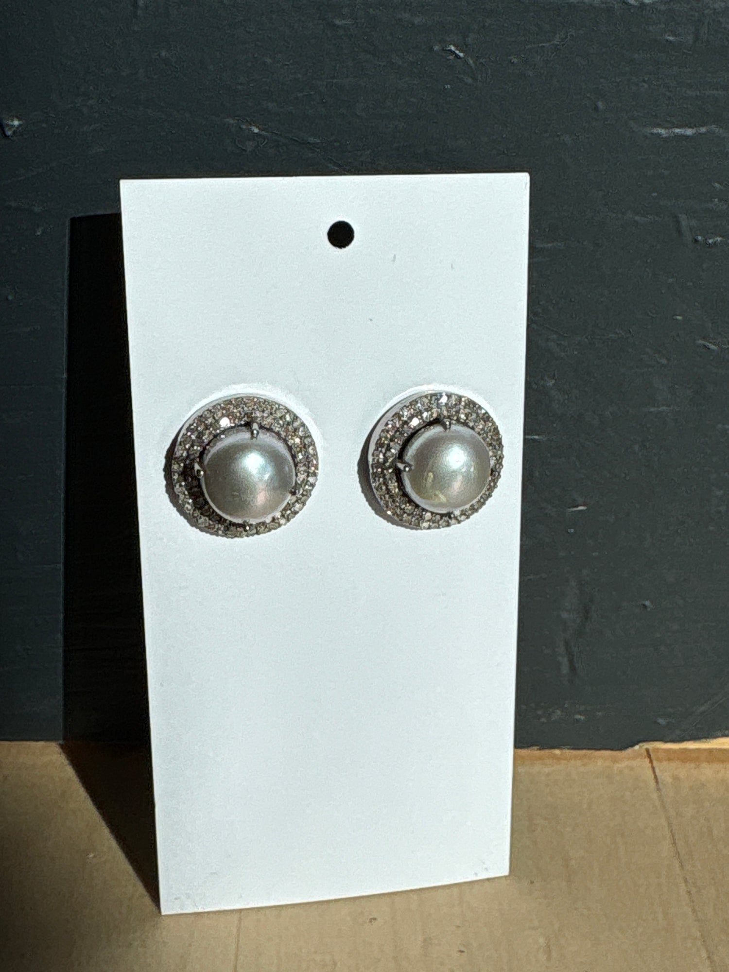 Makhala Grey Pearl Diamond Earrings