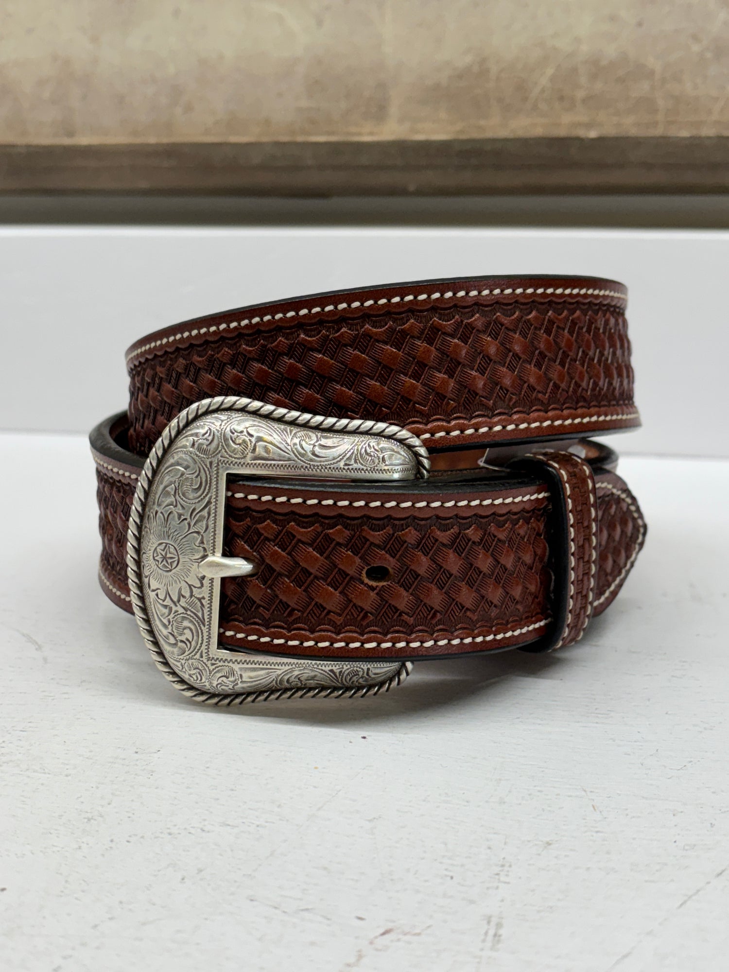 Chestnut Western Basketweave Belt
