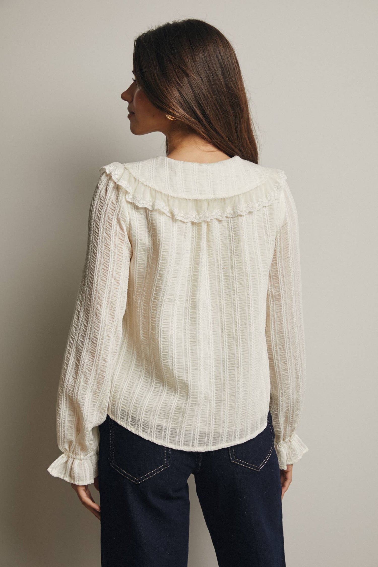 Elara Emb Collar Textured Blouse