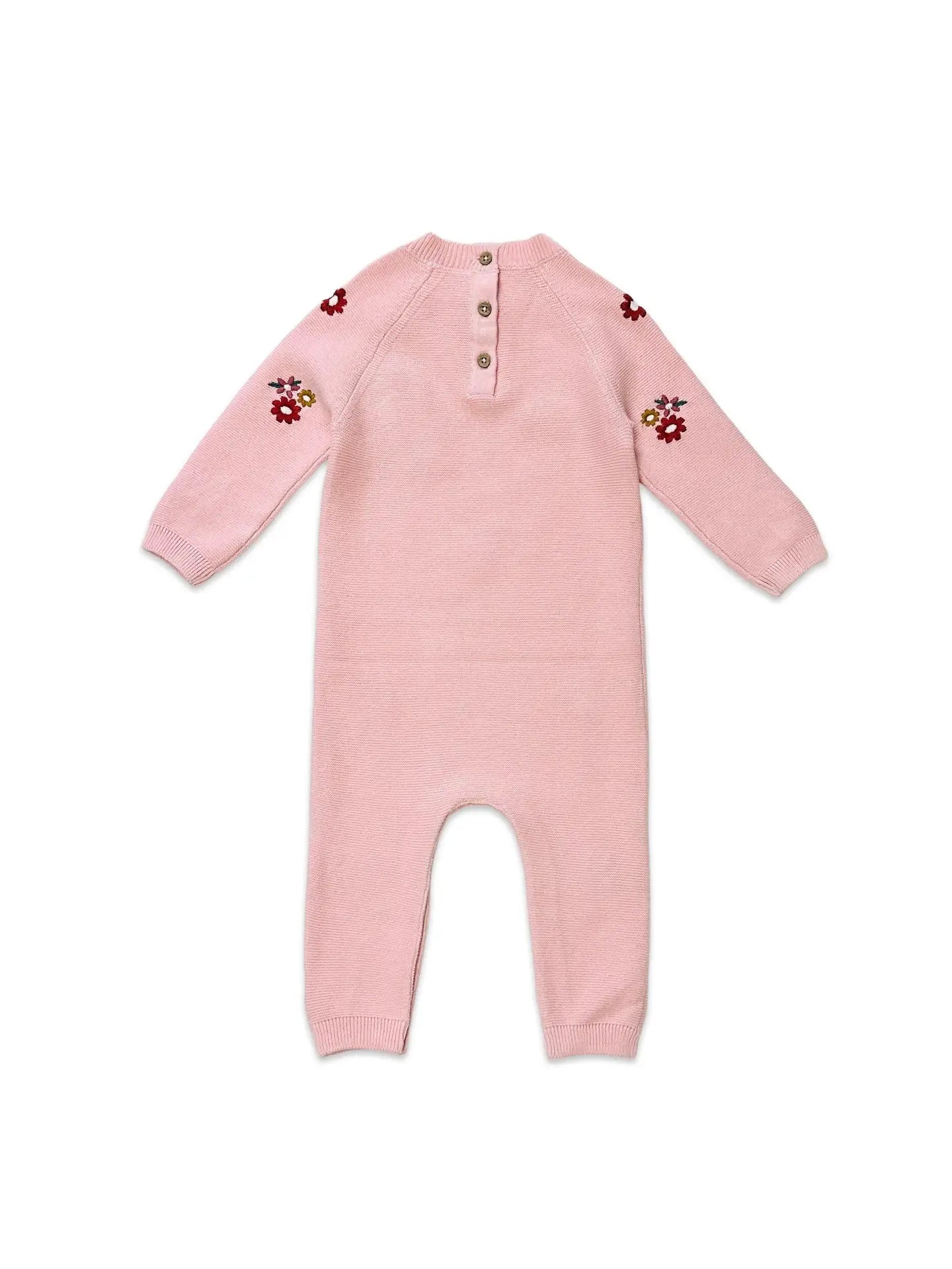 Floral Bouquet Pink Organic Knit Baby Jumpsuit