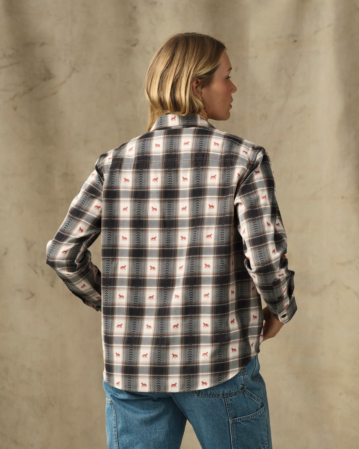 Filson Womens Ranch Shirt Cream Print relaxed fit with a straight collar and clean lines womens western clothing