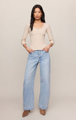 Z Supply Greyson Scoop LS Tee Chalk ZT263370 - Womens Western Fashion Style