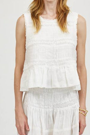 Phoebe Linen Pin Tuck Top