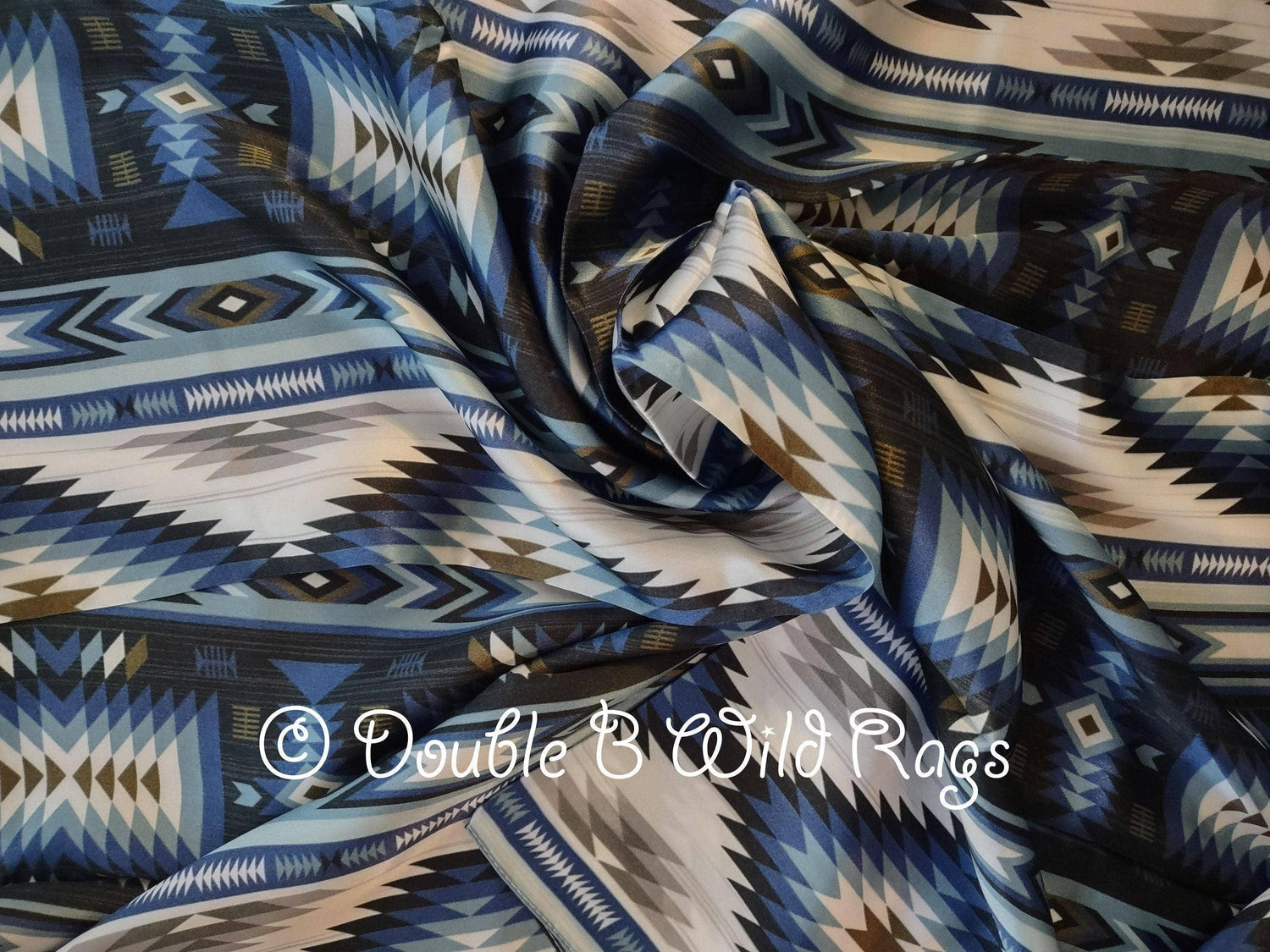 Wild Rag 100% Silk Aztec Blue Silver