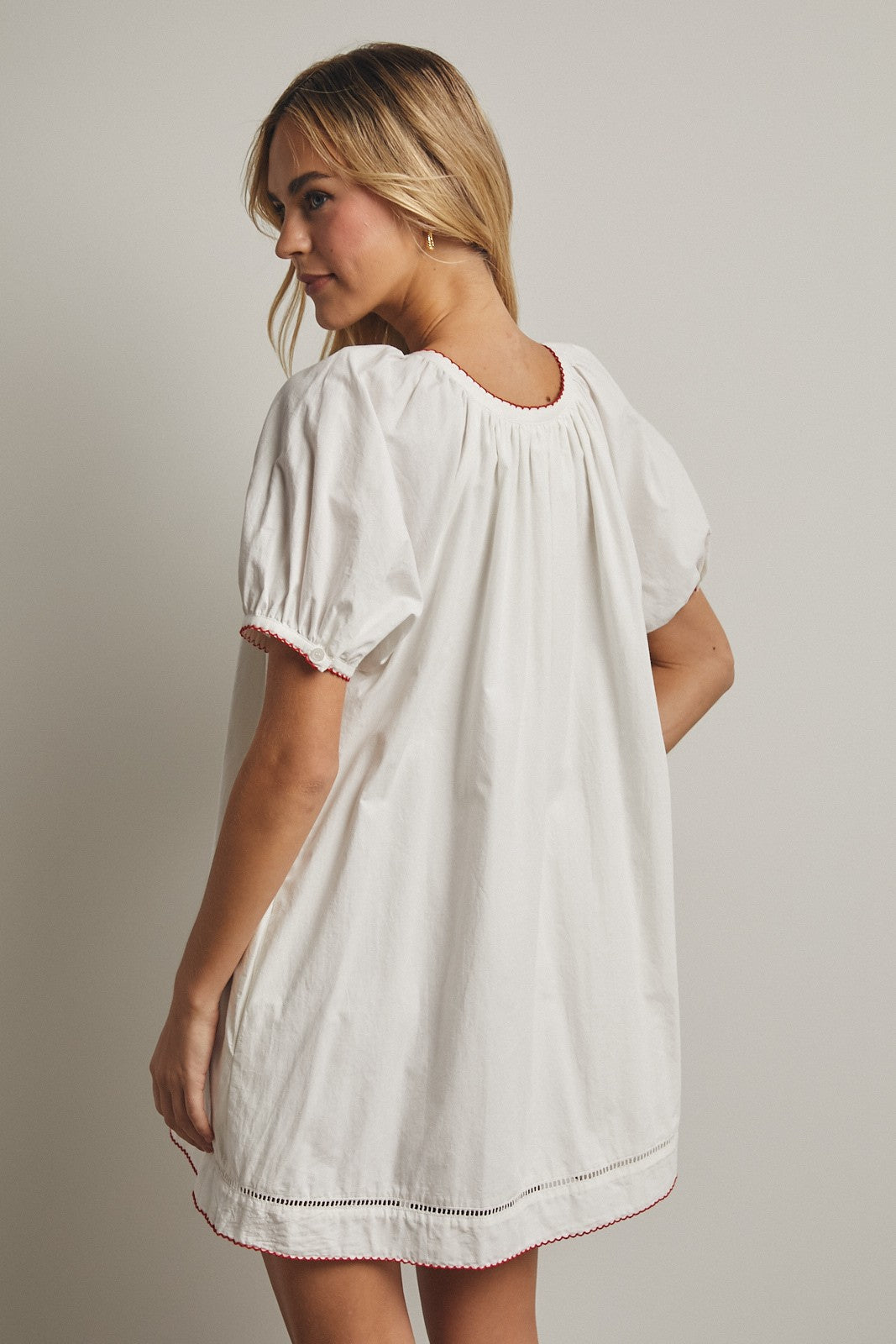 Emma Puff Sleeve Button up Mini Dress