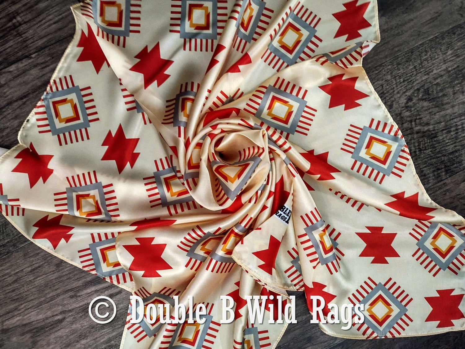 Wild Rag Silk Aztec Ivory and Burg