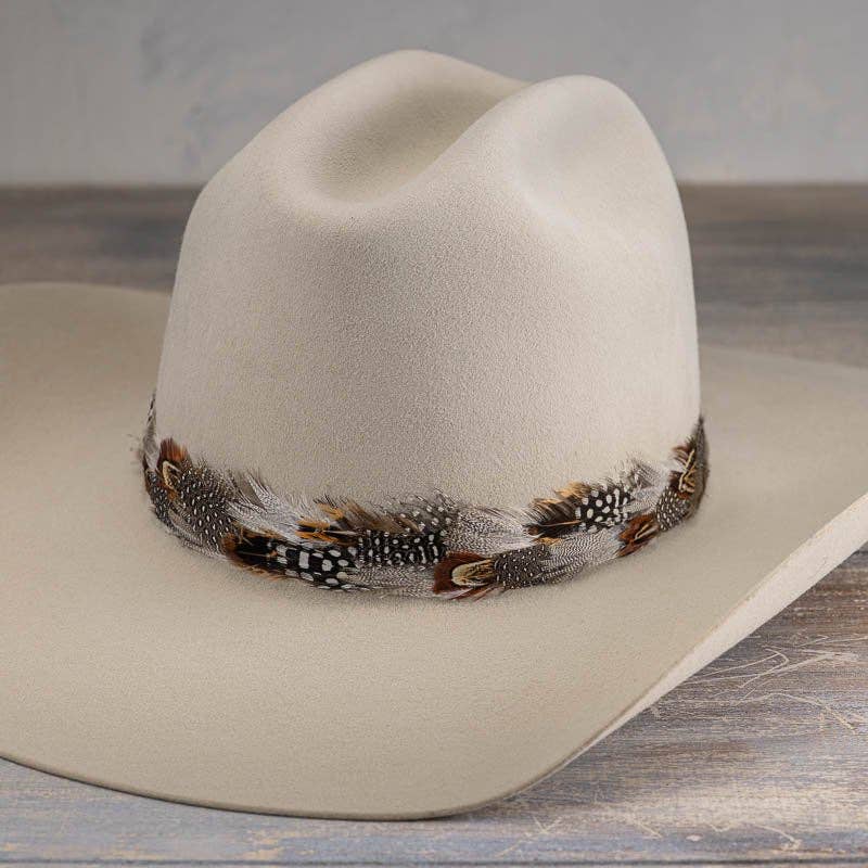 Feather Hat Band in Spotted Eagle