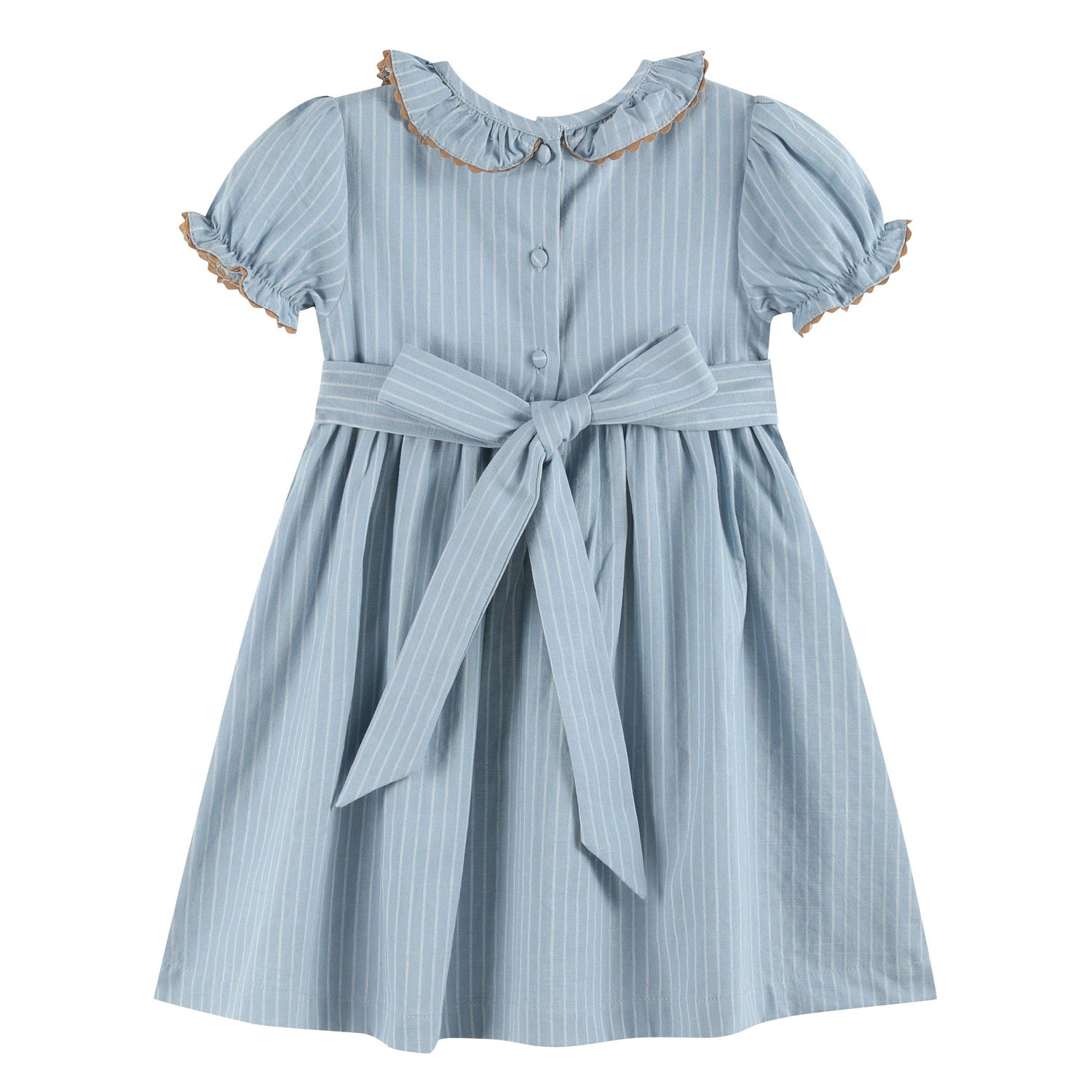 Fran Blue Pinstripe Smocked Dress