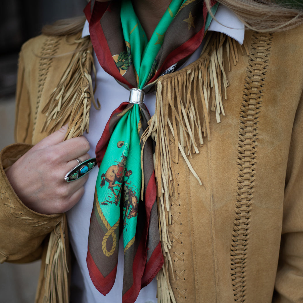 Fringe Mint Silk Scarf
