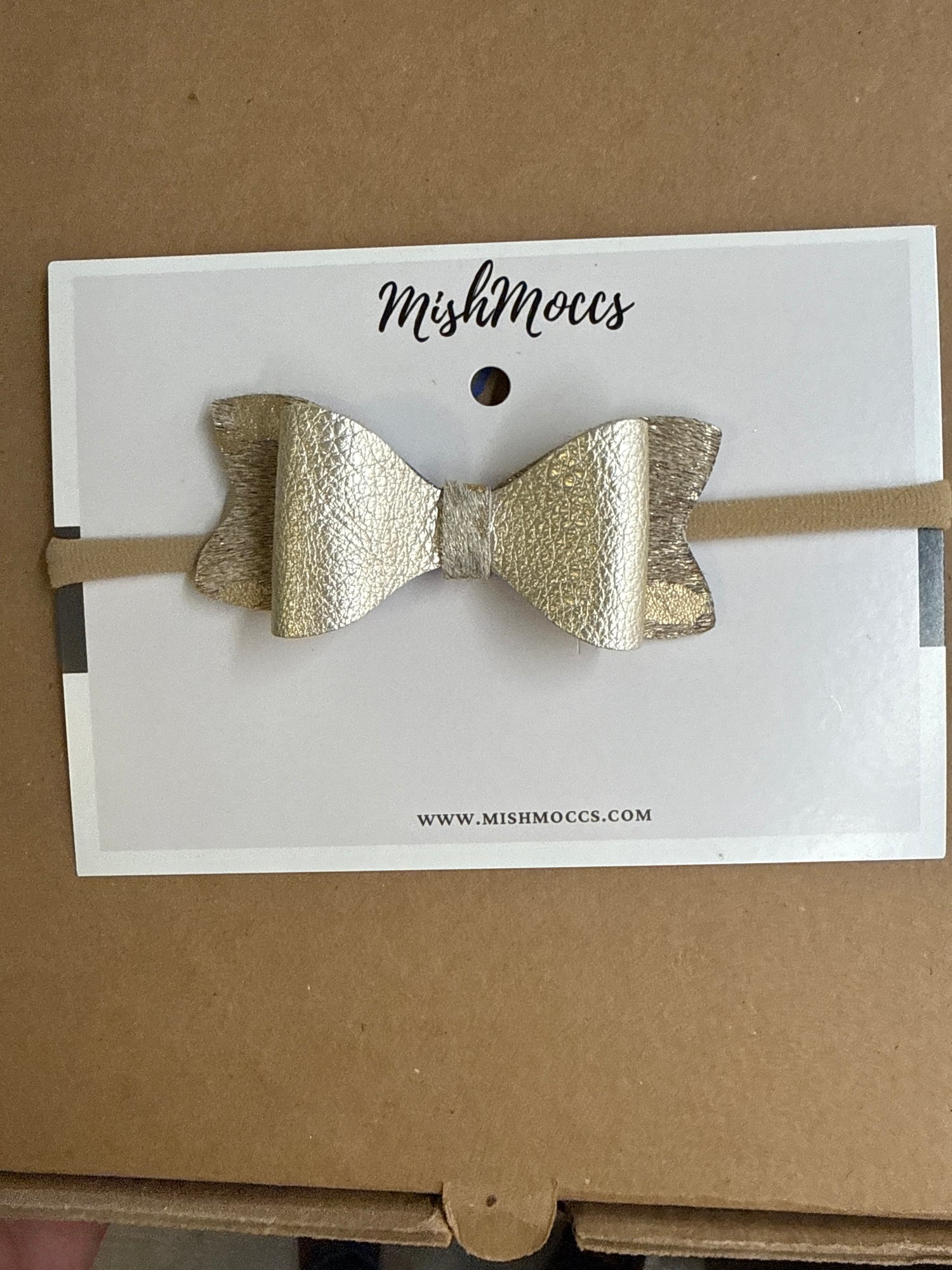 Gold Hair On Leather Headband