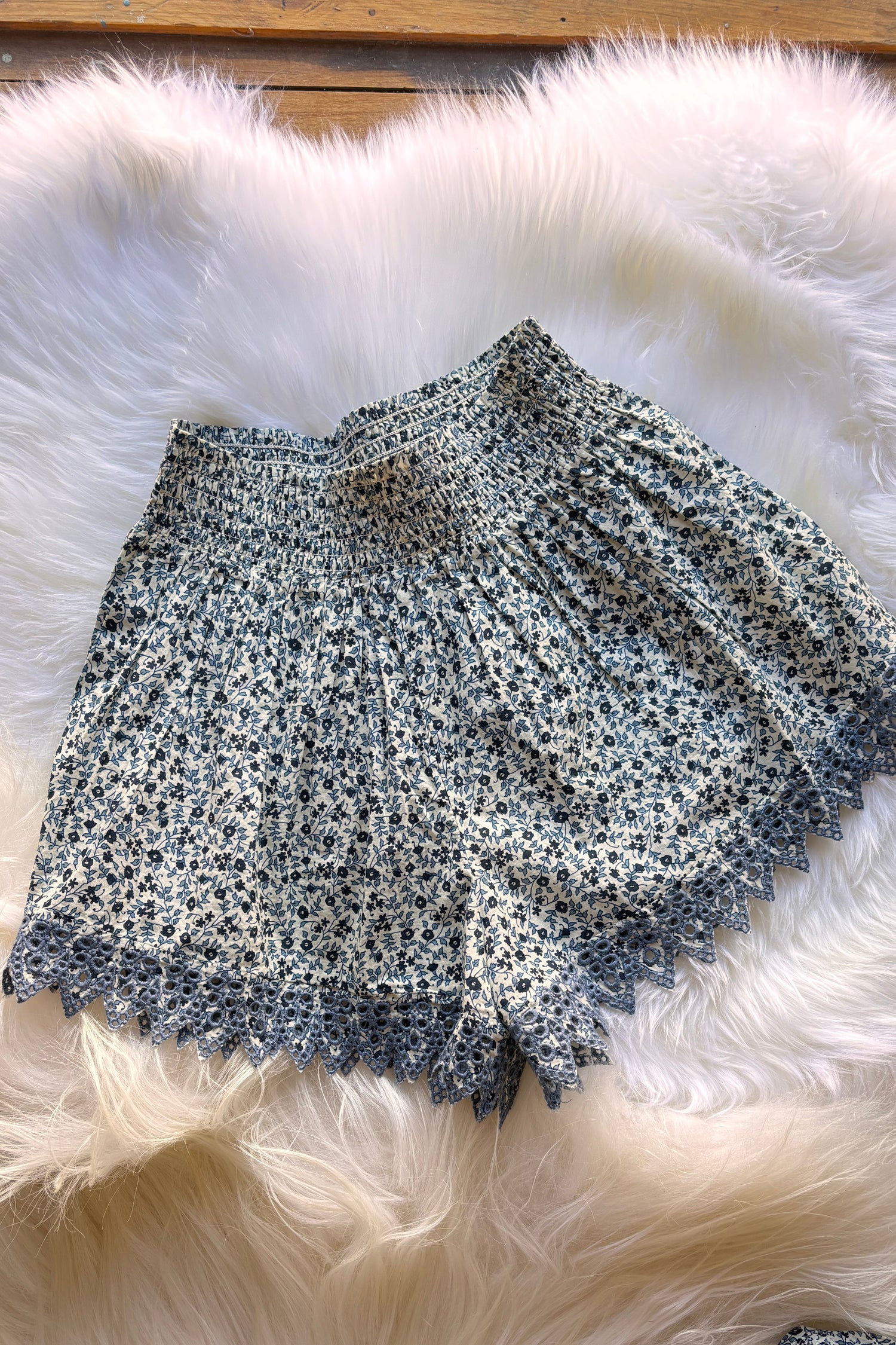 The GREAT The Smocked Eyelet Short