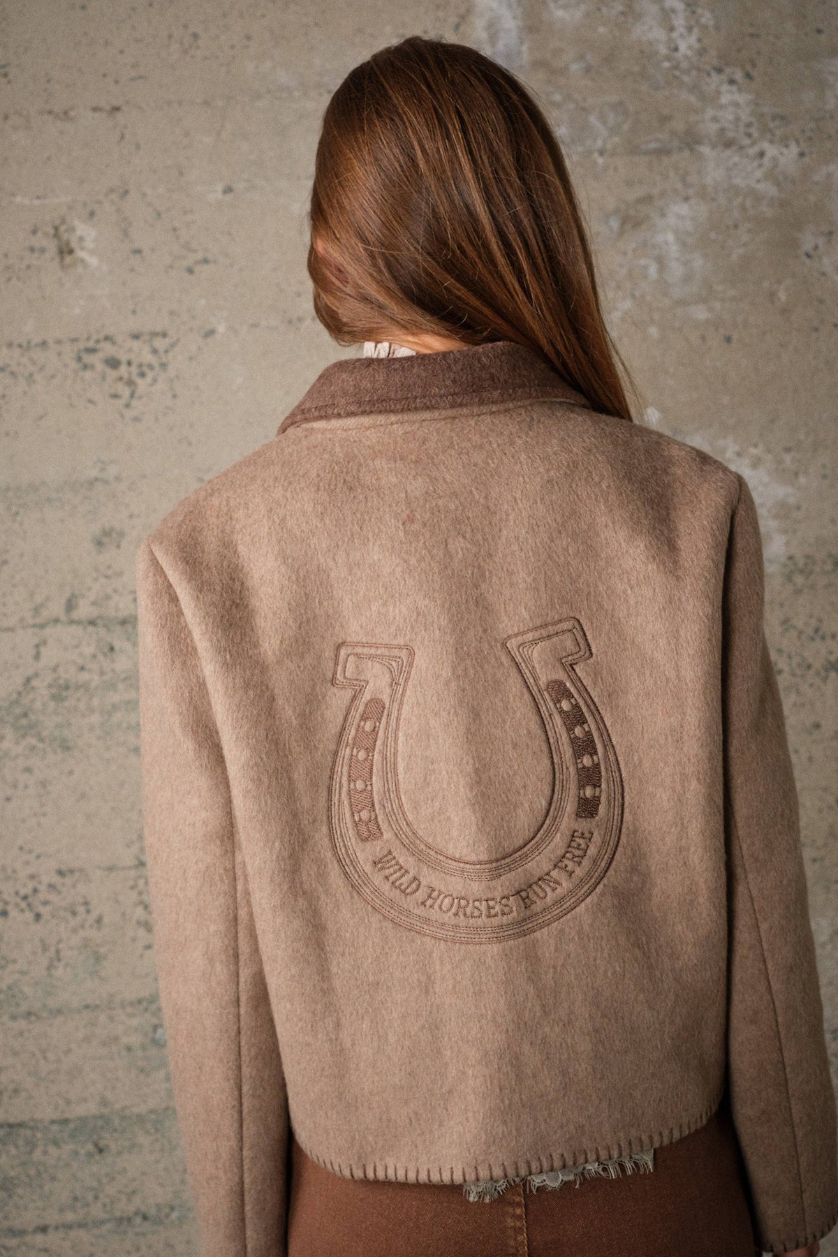Blue B Western Two Tone Embroidered Jacket Mocha cropped back length with blanket stitch trim along the hem ranch wear Kamas Utah