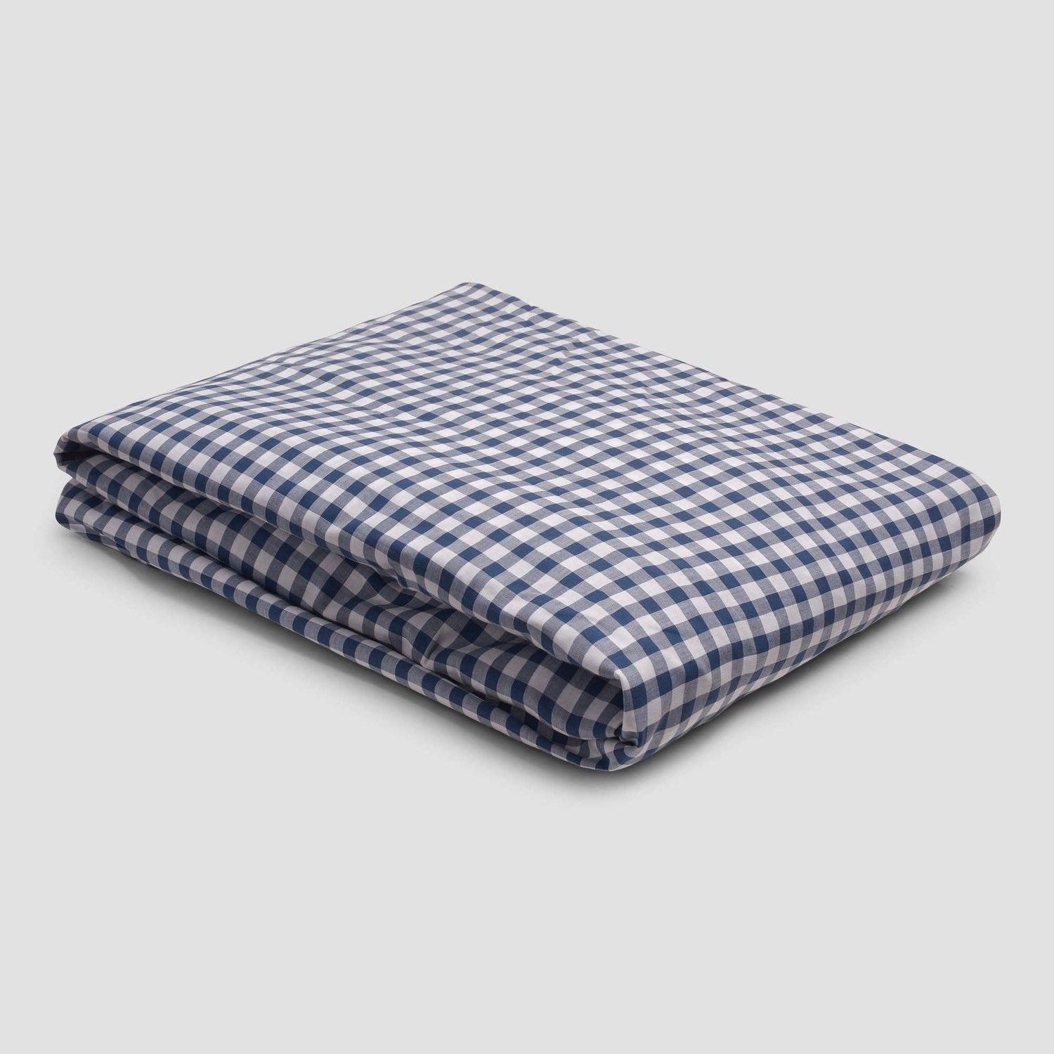 Indigo Small Gingham Cotton Fitted Sheet