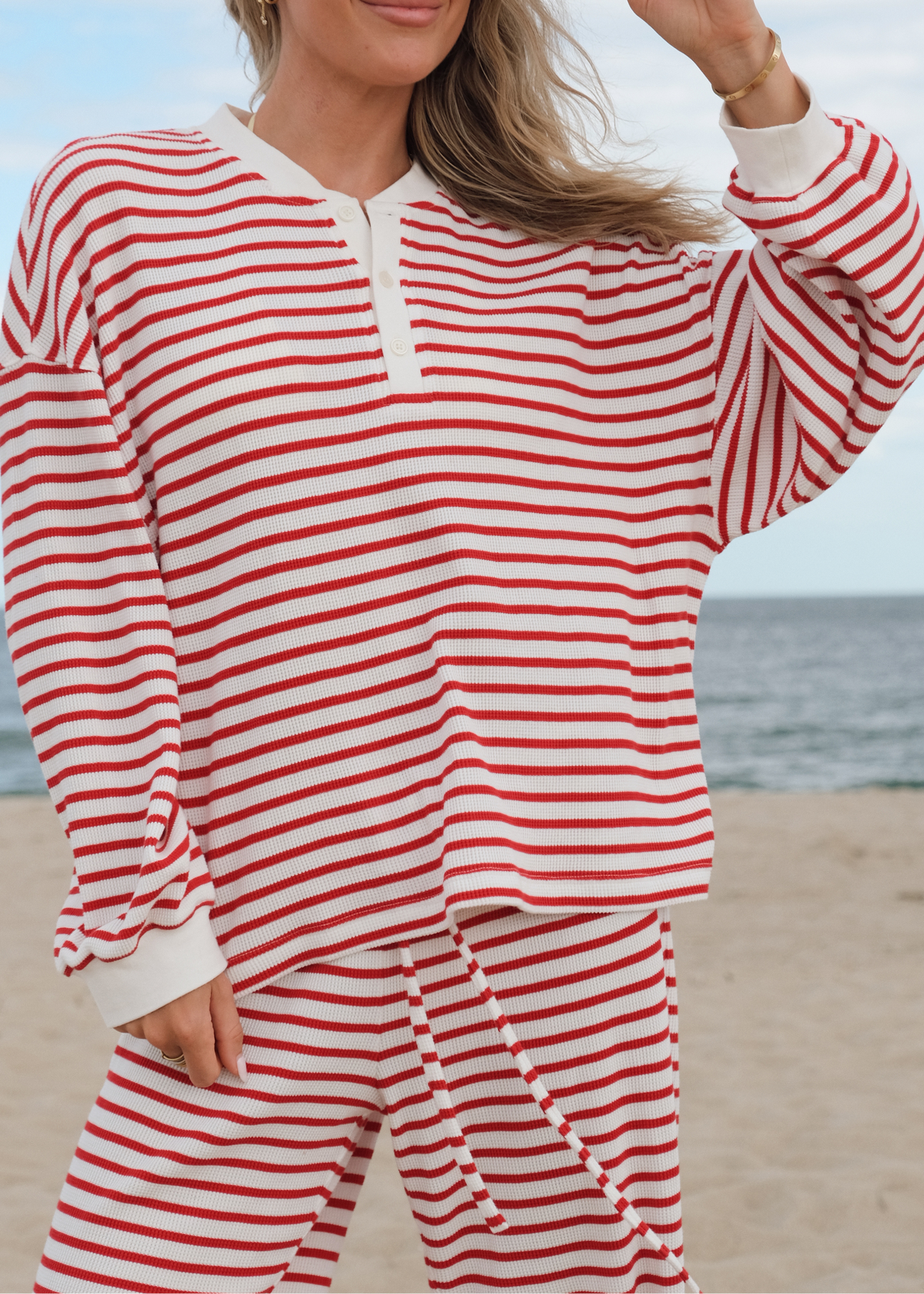 Striped Thermal Henley Top