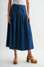 Kiera Denim Skirt high rise midi cute popular western fashion denim skirt at Boltranchstore.com Free Shipping
