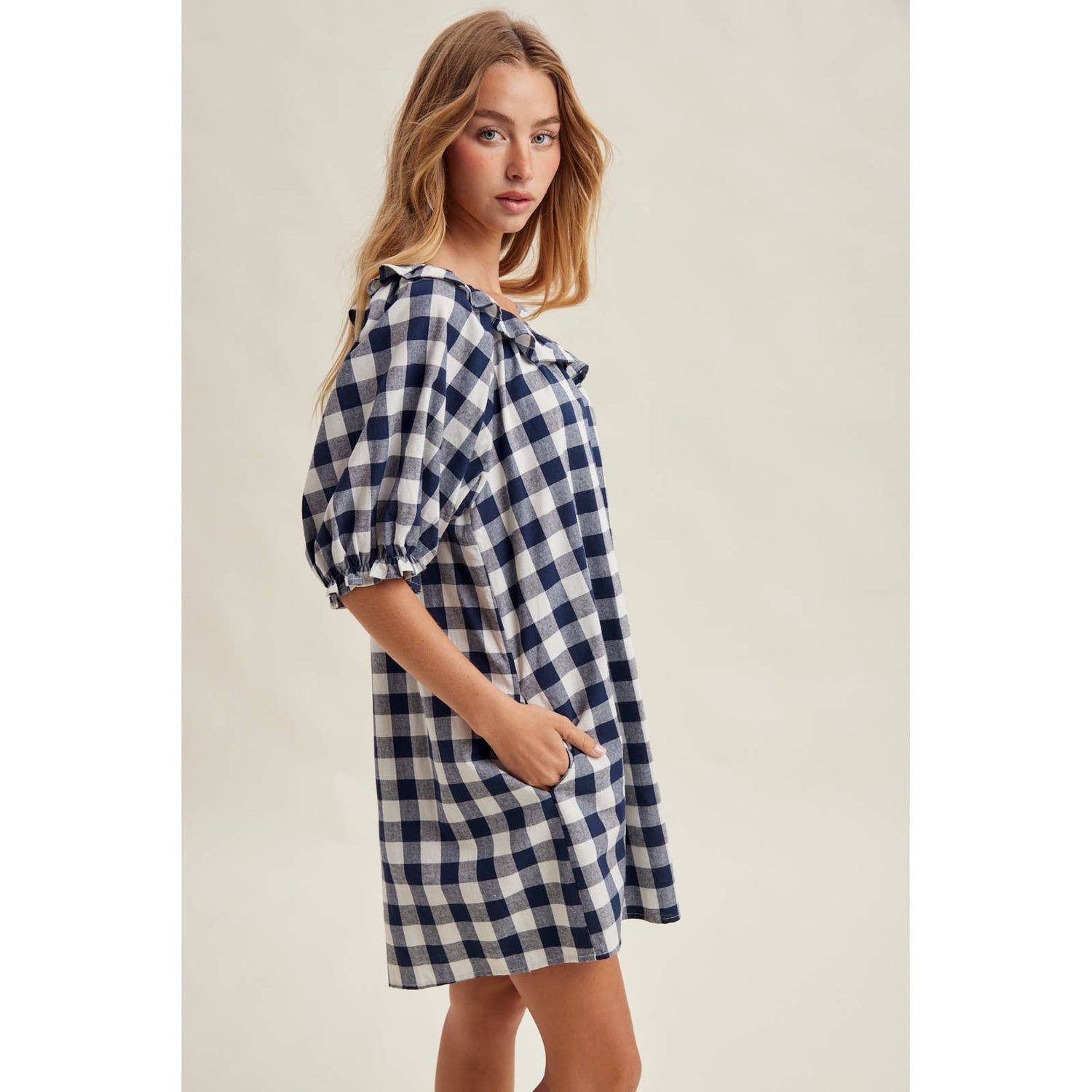 Sam Gingham Ruffle Dress