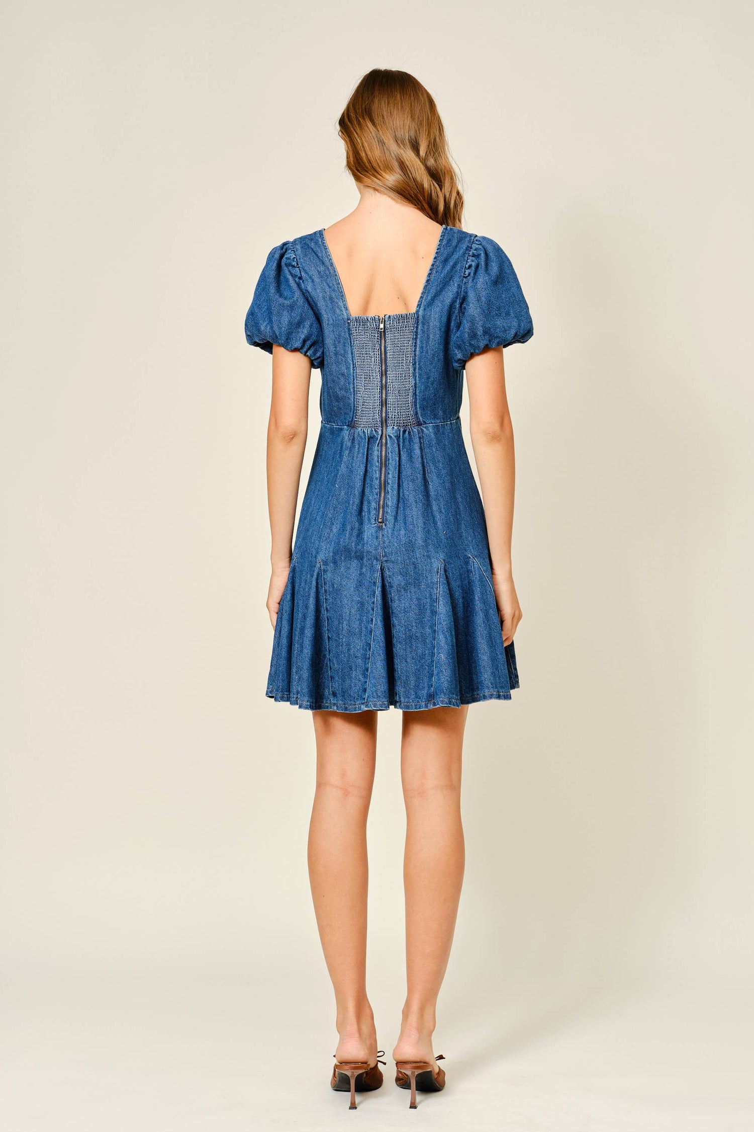 Sally Puff Sleeve Denim Mini Dress