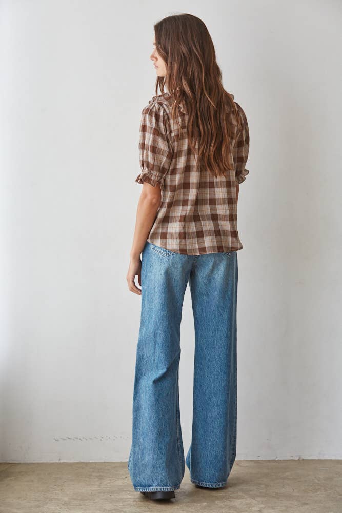 Whitney Woven Ruffle Plunged V Neck