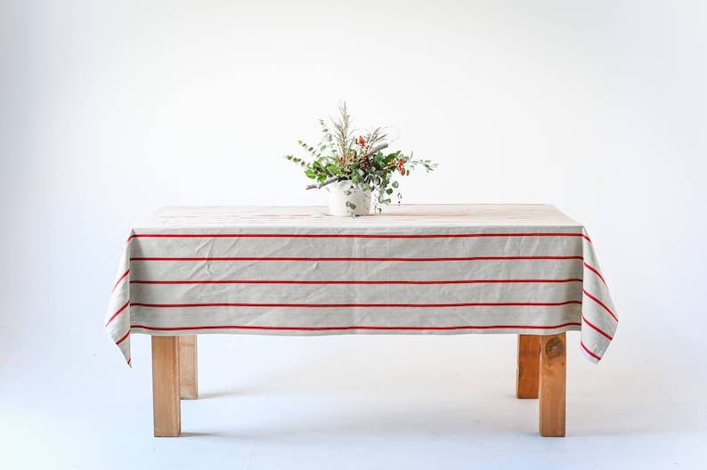 Red Striped Tablecloth