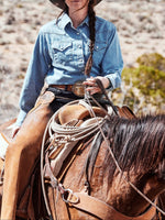 Womens Western Denim Pearl Snap Light wash free shipping at boltanchstore.com