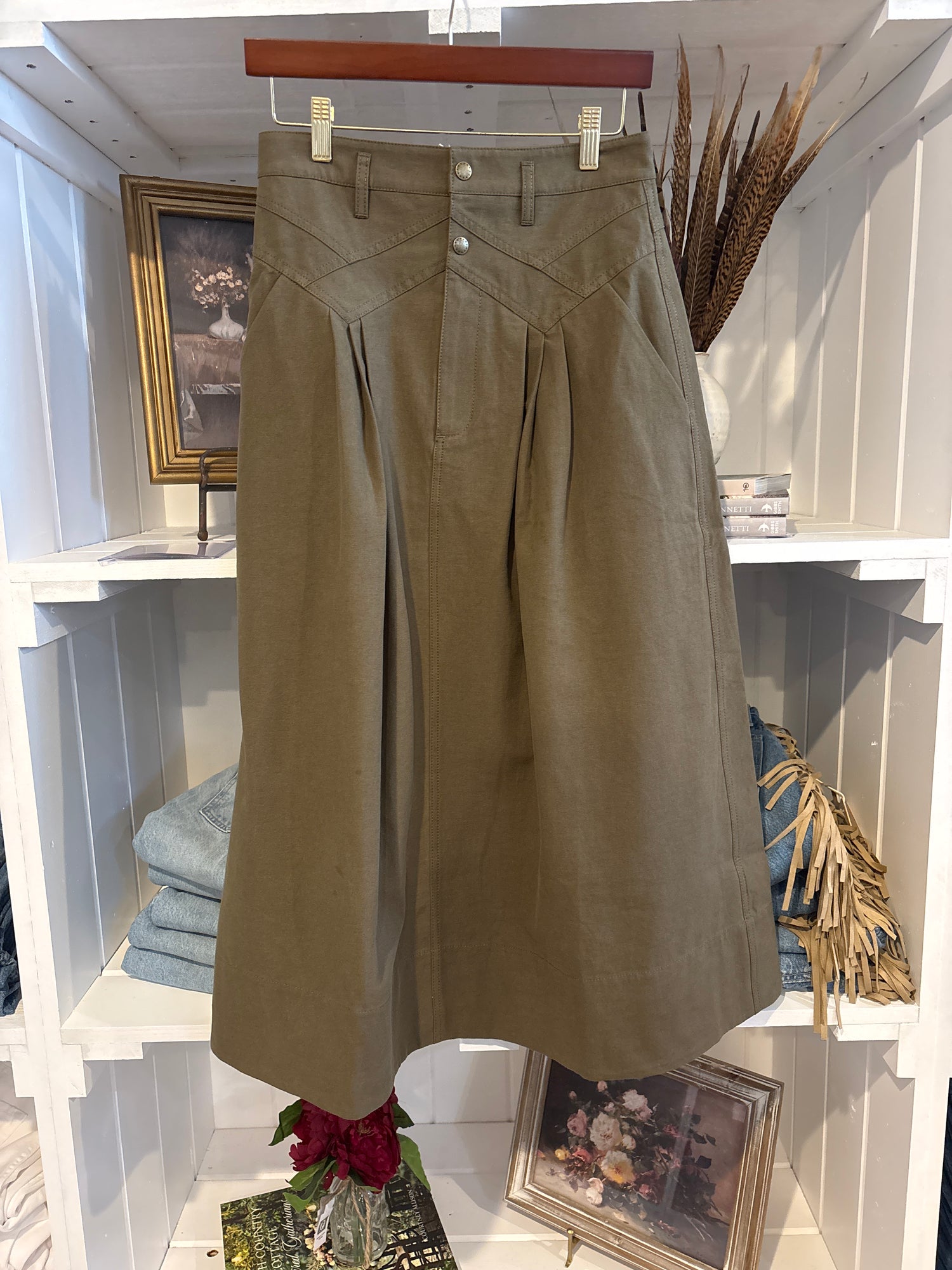 THE GREAT The Field Skirt Olive