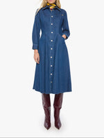 90913-1230 Mother The Honor Roll Western Dress at boltranchstore.com blue denim dress western style fashion Free Shipping